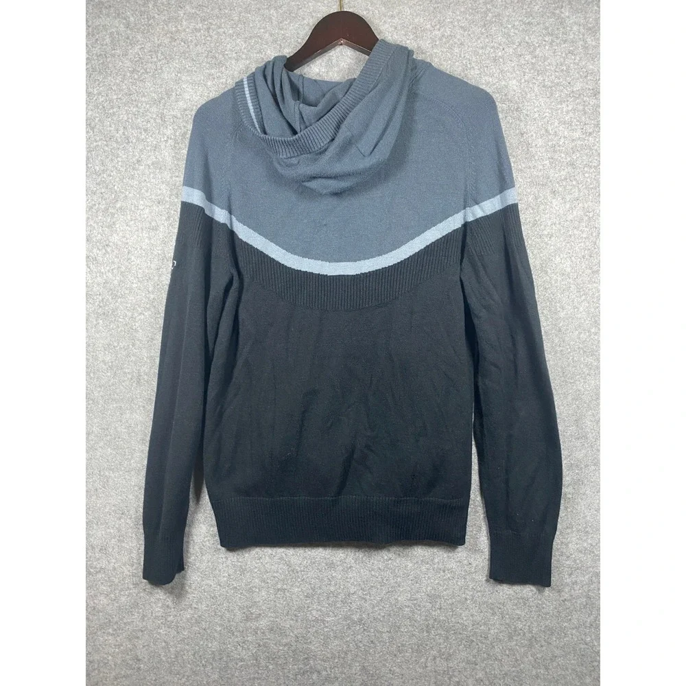 Nike Roger Federer RF Full Zip Knit Hoodie Sweater Wool Blend Black Grey Large